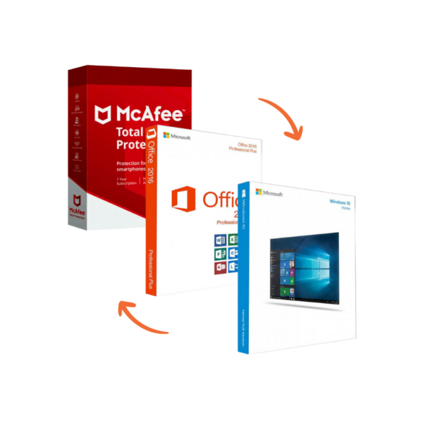 Office 2016 Professional + Windows 10 Home + McAfee Total Protection - Bundle